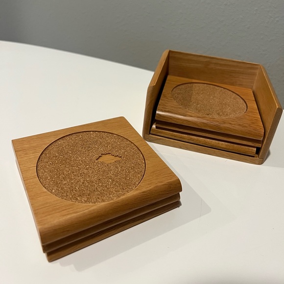 Bohoo Vintage wood coaster set 6 - Picture 5 of 10